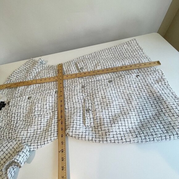 Rachel Zoe Tweed Button Up Mini Dress Womens Size 8 White Short Sleeve NEW - Picture 14 of 15